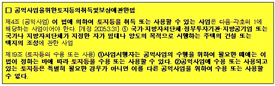 민간인 토지 강제수용권에 대한 법규1 